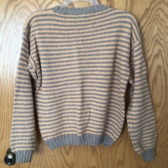 Haberdasher - Light brown and peach vertical stripe pullover sweater - Picture 3 of 5